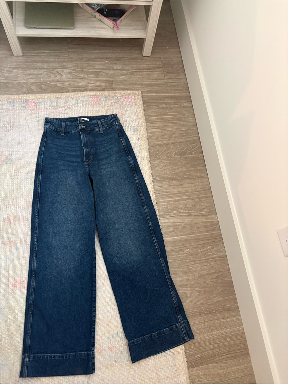 H&M Dark Blue Wide-Leg High-Rise Jeans